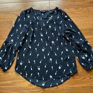 Black champagne glass blouse